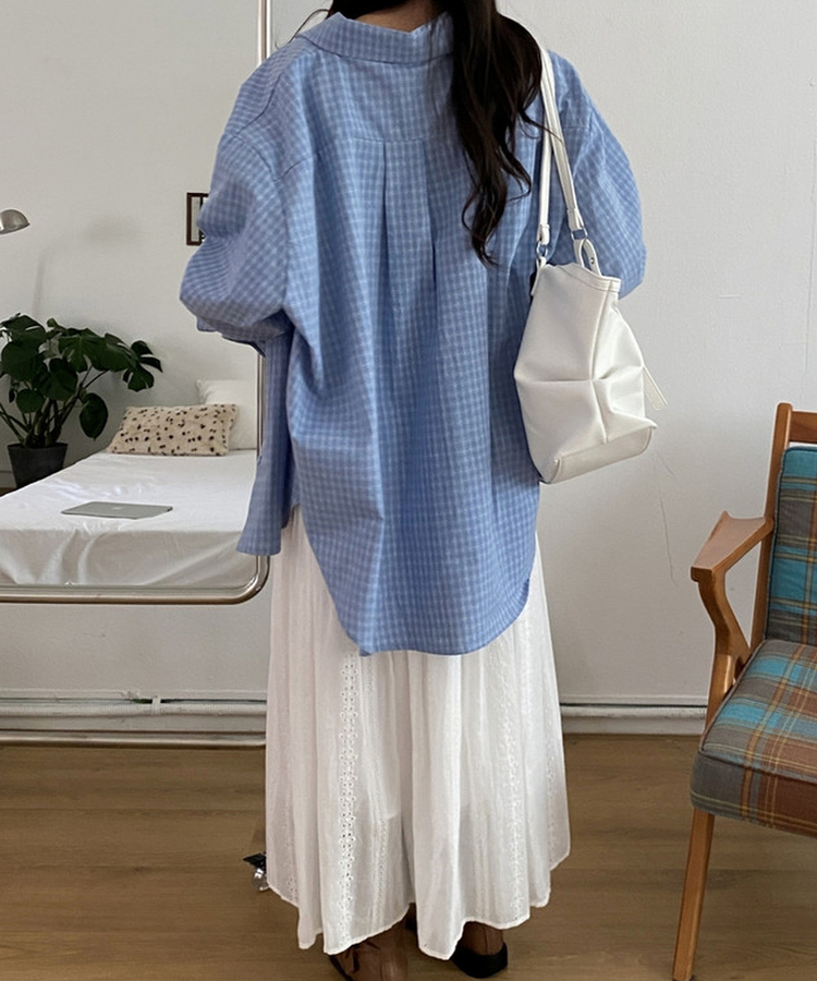 バンディングパンチレースコットンロングスカート WHITE