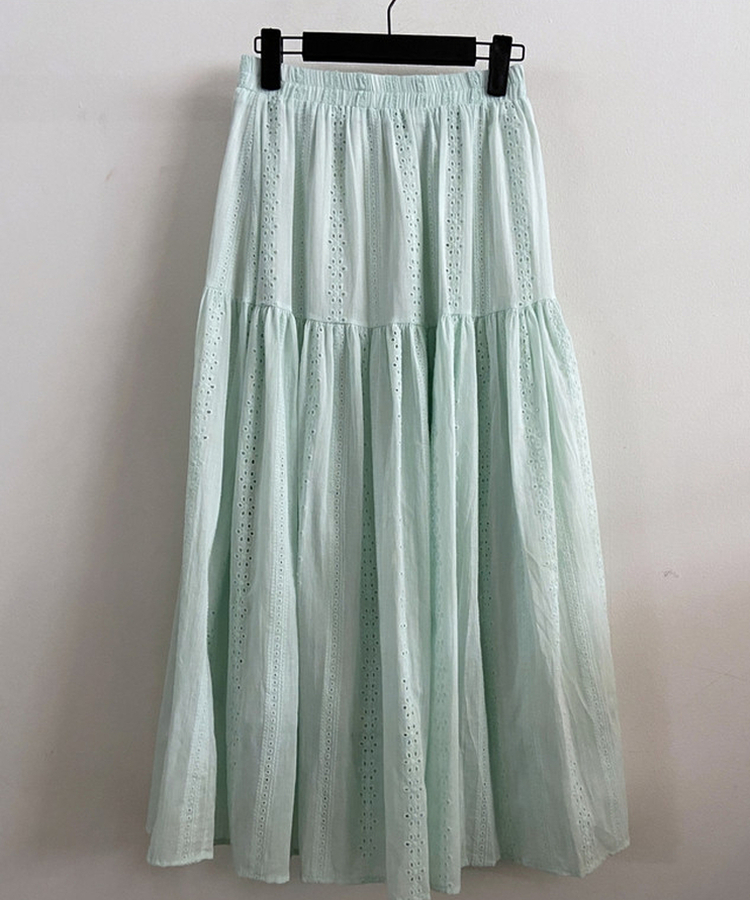 バンディングパンチレースコットンロングスカート