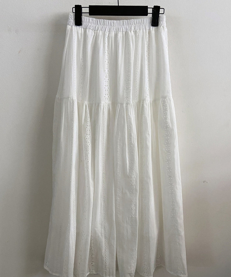 バンディングパンチレースコットンロングスカート