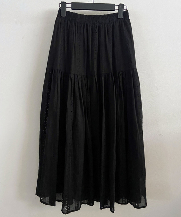 バンディングパンチレースコットンロングスカート