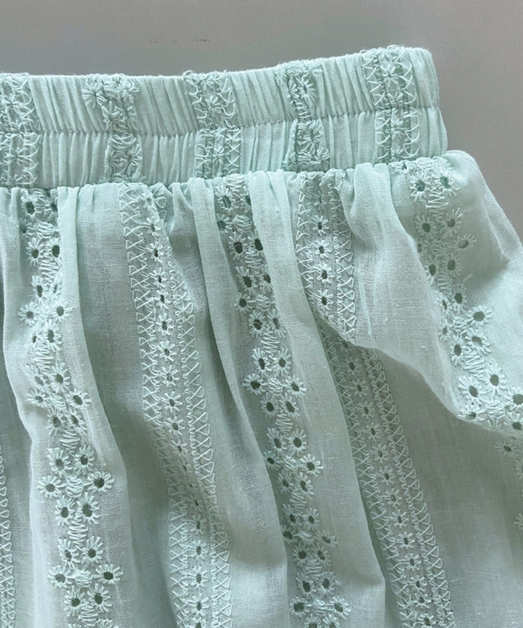 バンディングパンチレースコットンロングスカート