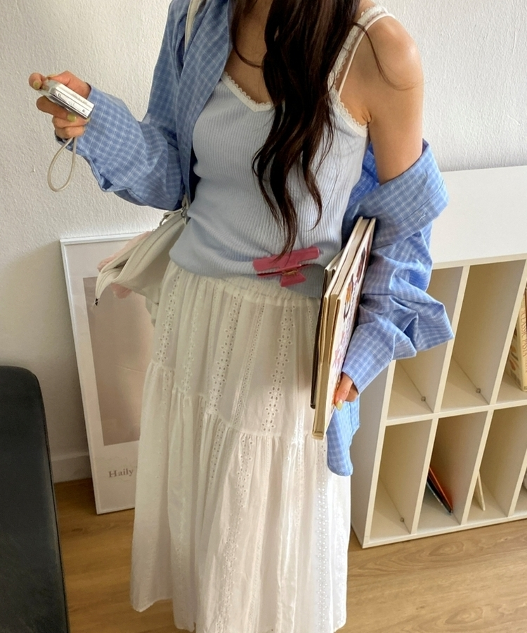 レースリブキャミソール SKY BLUE