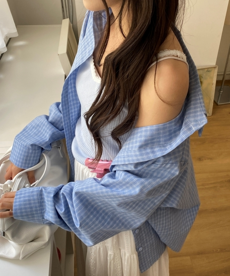 レースリブキャミソール SKY BLUE