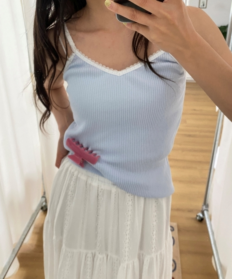 レースリブキャミソール SKY BLUE