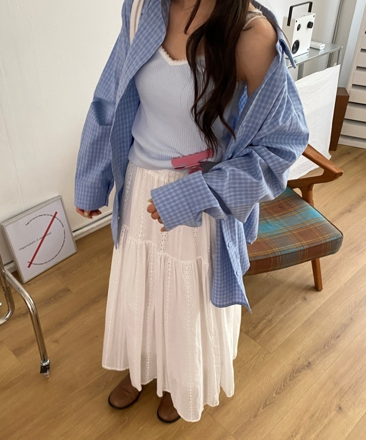 レースリブキャミソール SKY BLUE