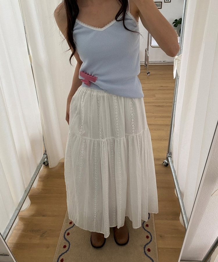 レースリブキャミソール SKY BLUE