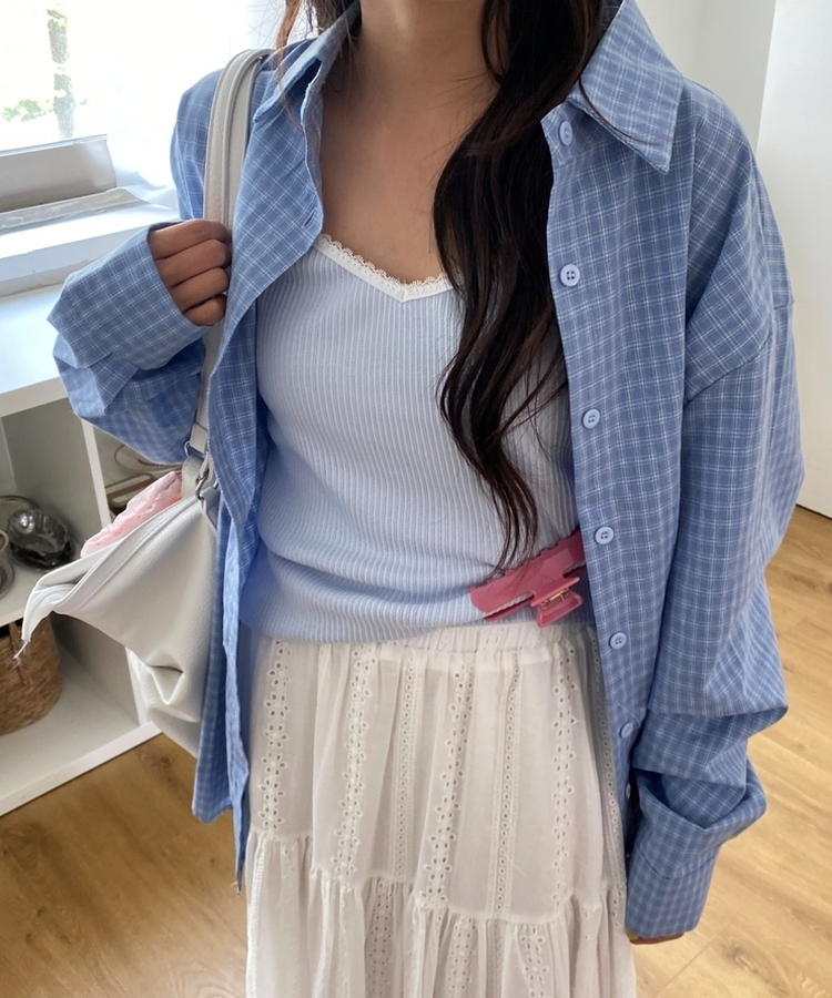 レースリブキャミソール SKY BLUE