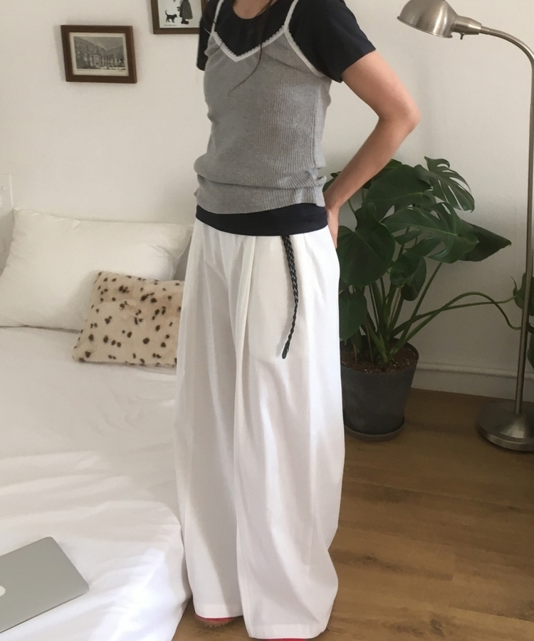 レースリブキャミソール GREY