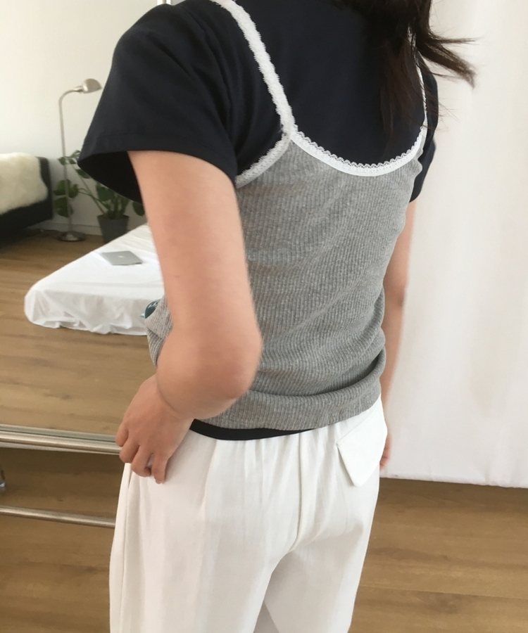 レースリブキャミソール GREY