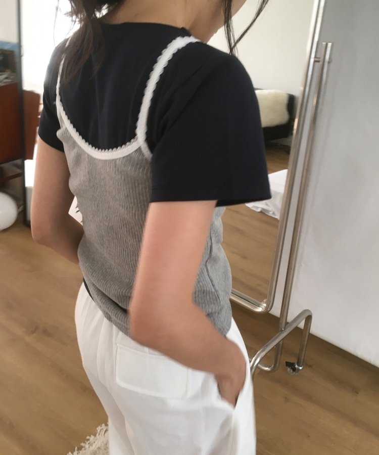 レースリブキャミソール GREY