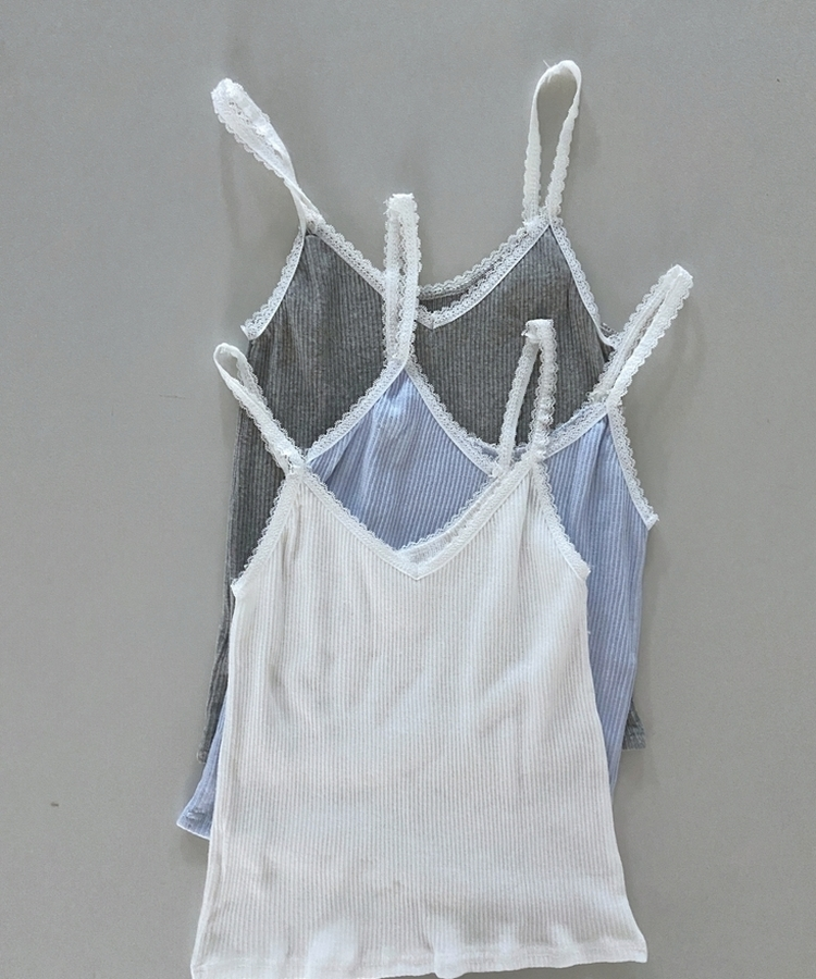 レースリブキャミソール