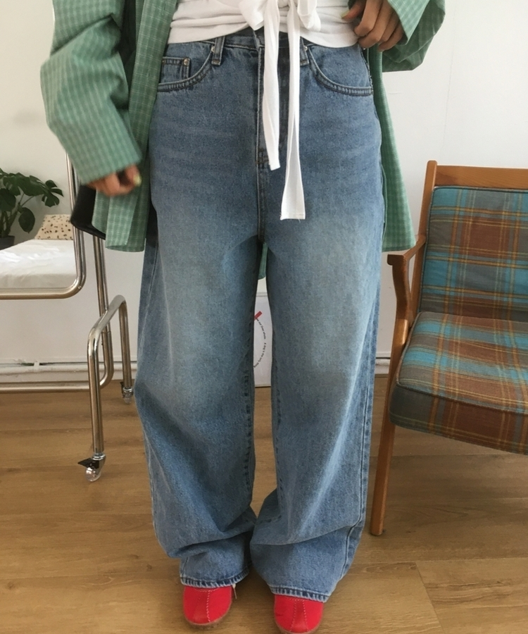 クラシックセミストレートデニムパンツ BLUE