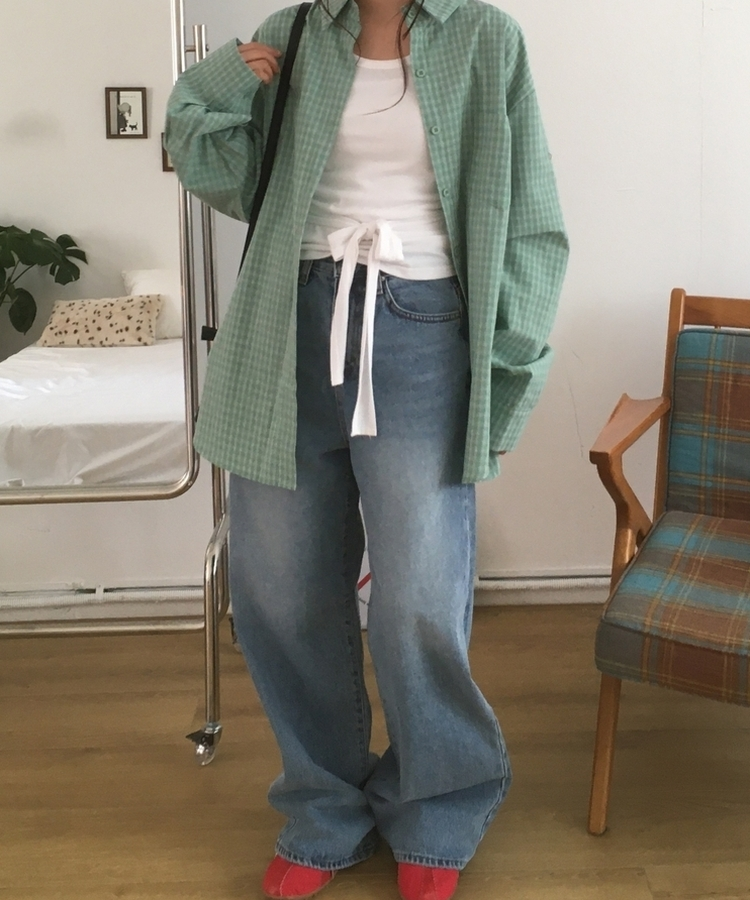 クラシックセミストレートデニムパンツ BLUE