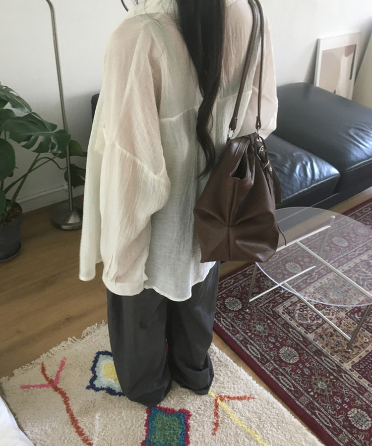 フェイクレザーレザーバッグ BROWN