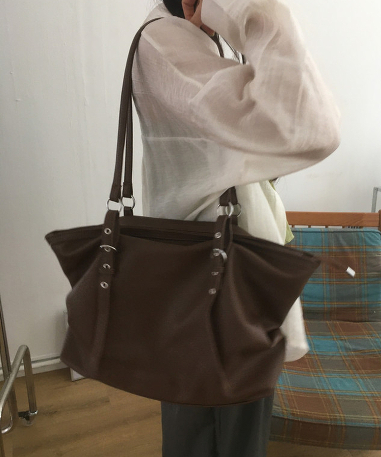 フェイクレザーレザーバッグ BROWN