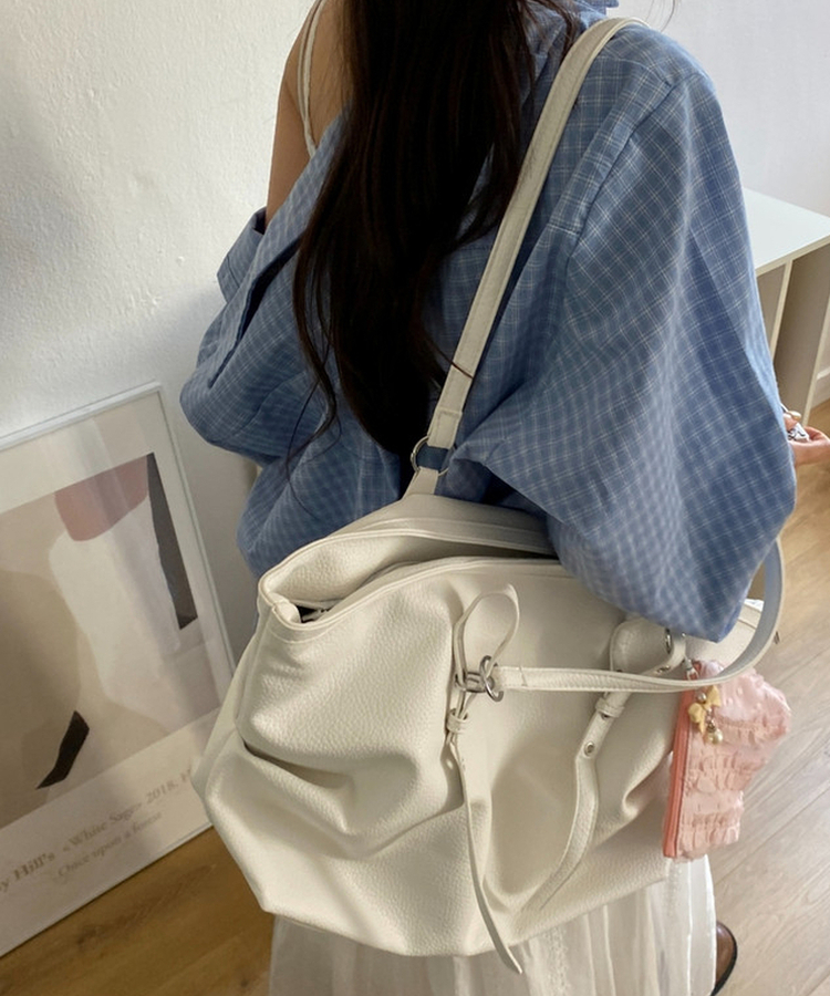 フェイクレザーレザーバッグ IVORY