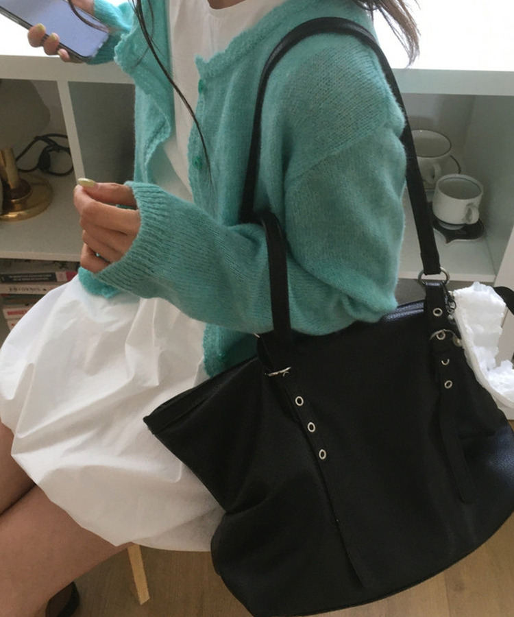 フェイクレザーレザーバッグ BLACK