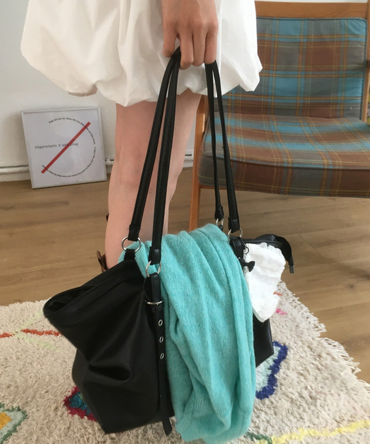 フェイクレザーレザーバッグ BLACK