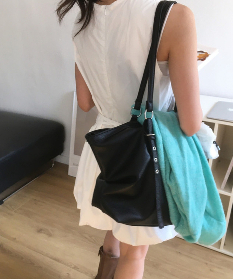 フェイクレザーレザーバッグ BLACK