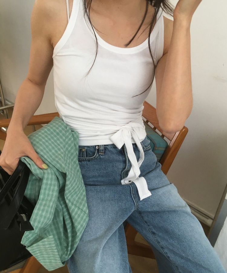 ウエストストラップノースリーブ WHITE
