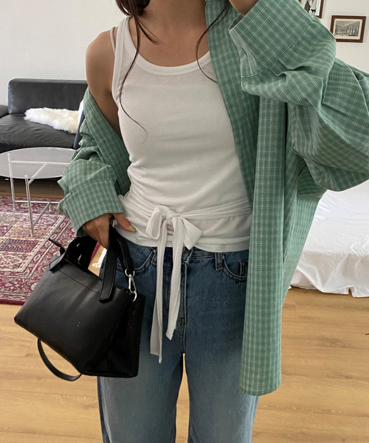 ウエストストラップノースリーブ WHITE