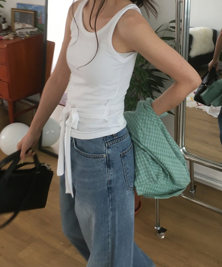 ウエストストラップノースリーブ WHITE