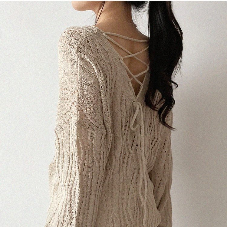 リボンシースルーパンチングサマーニット(5color) BEIGE