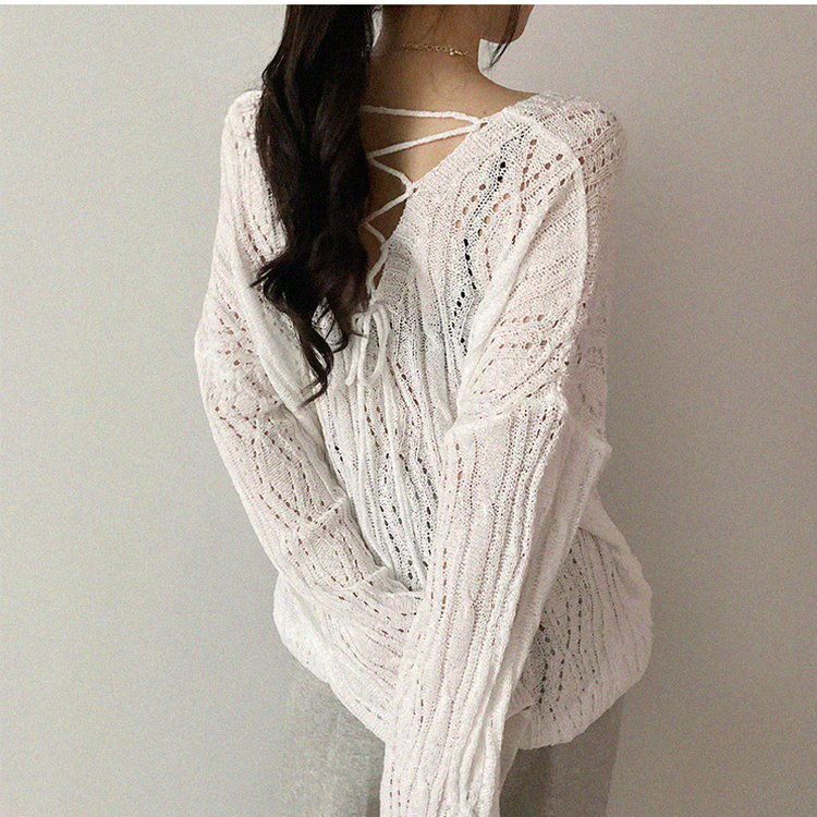 リボンシースルーパンチングサマーニット(5color) IVORY