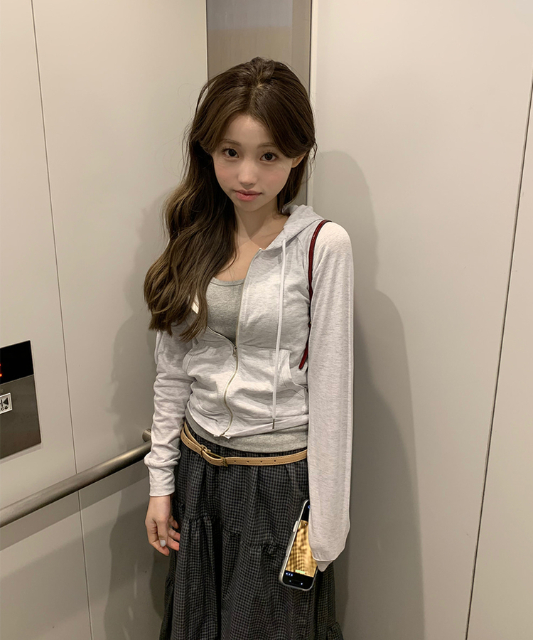 チェックティアードロングスカート BLACK