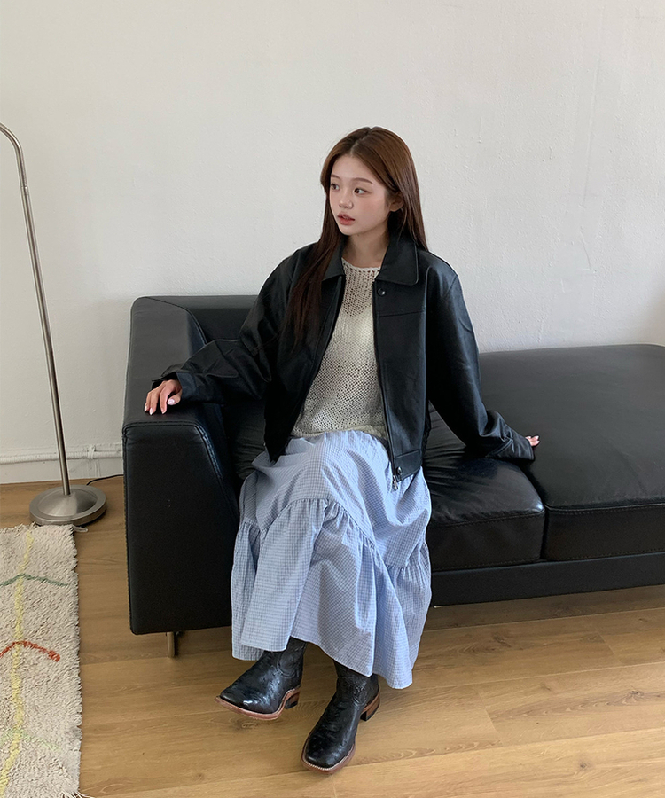 チェックティアードロングスカート SORA