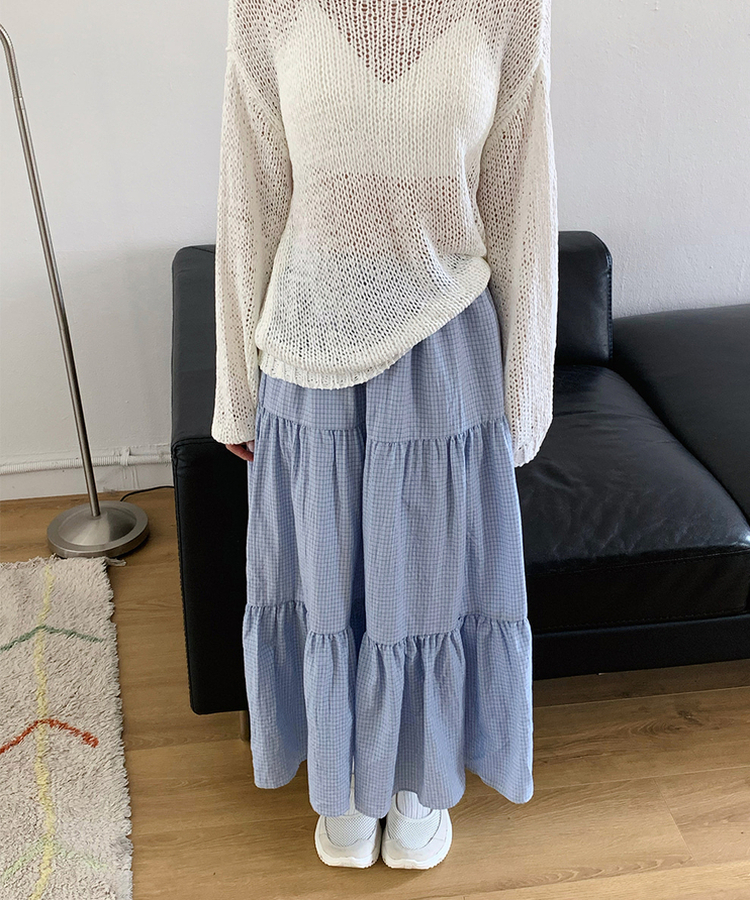 チェックティアードロングスカート SORA