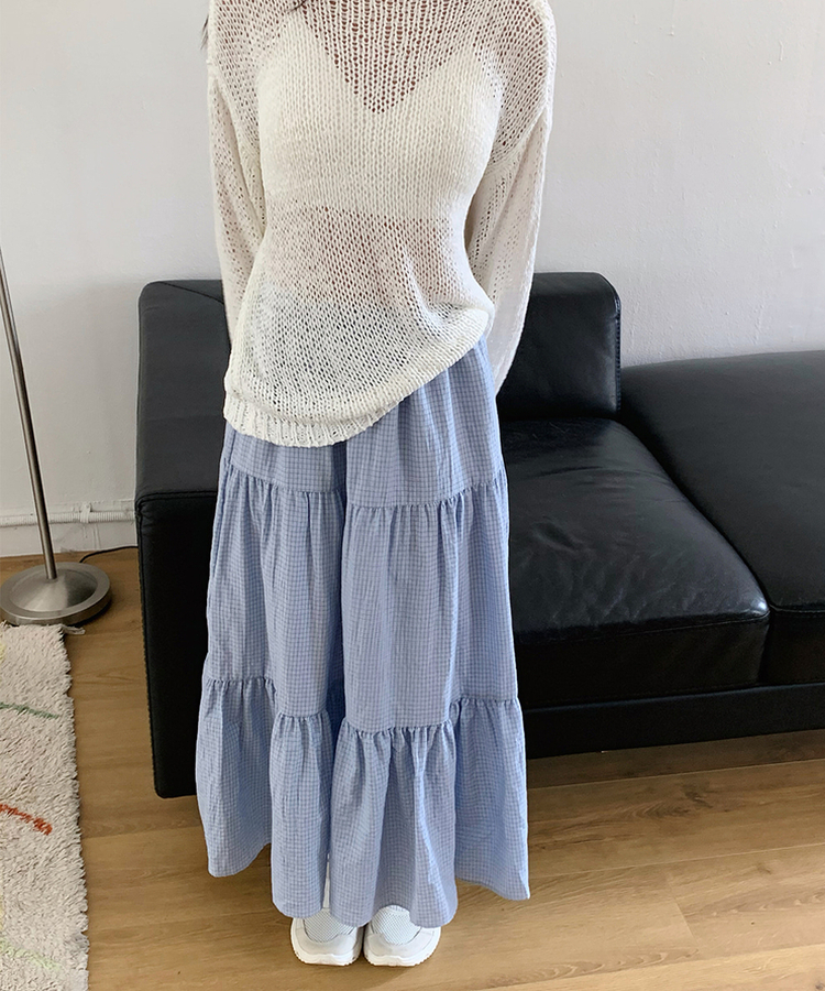 チェックティアードロングスカート SORA