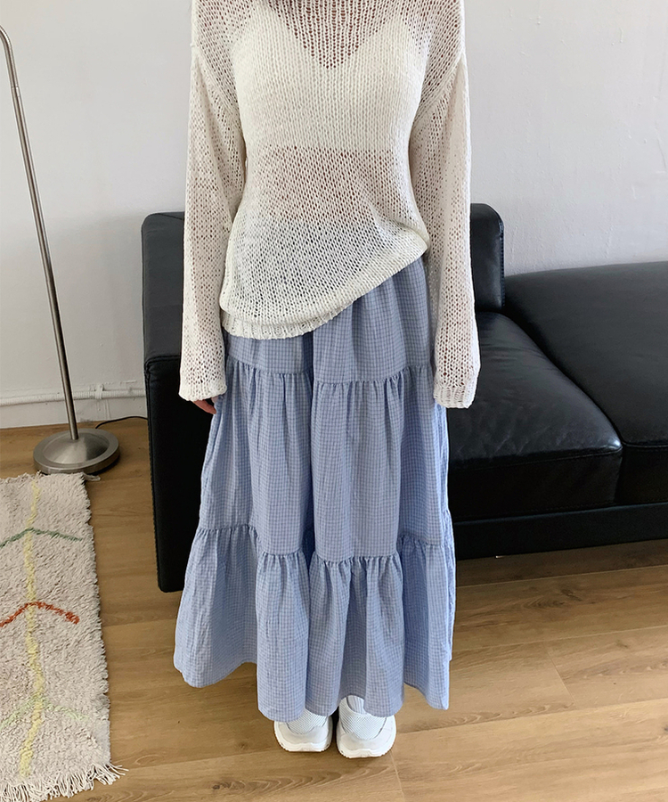 チェックティアードロングスカート SORA