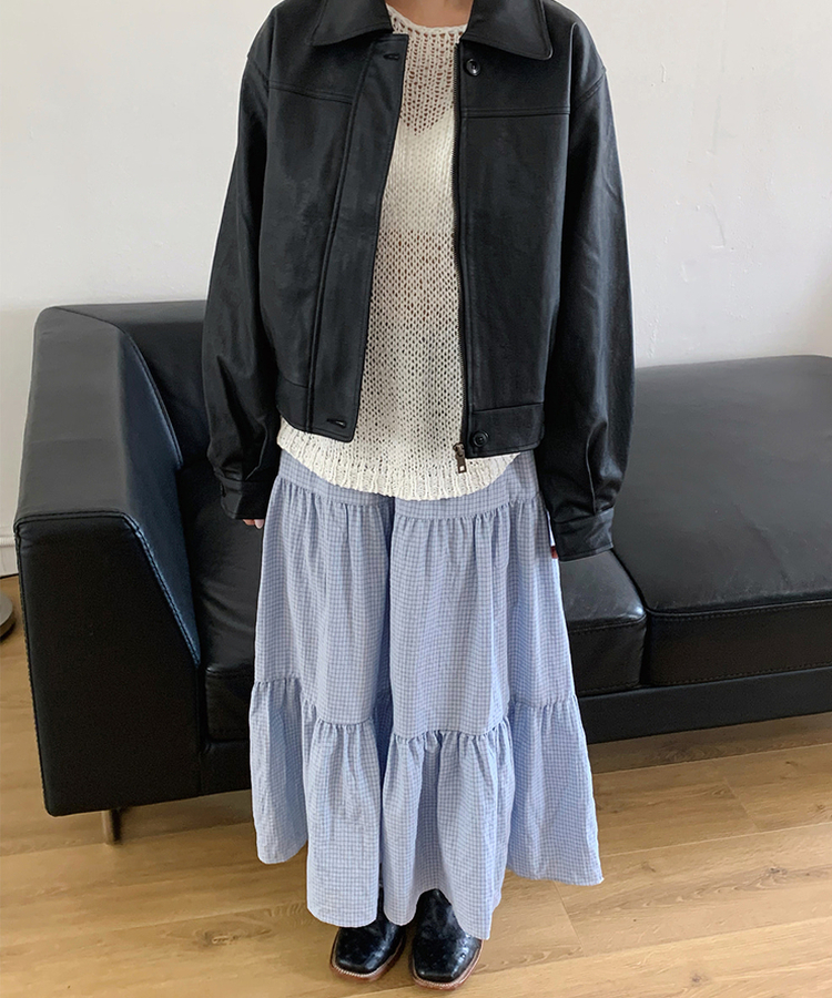 チェックティアードロングスカート SORA