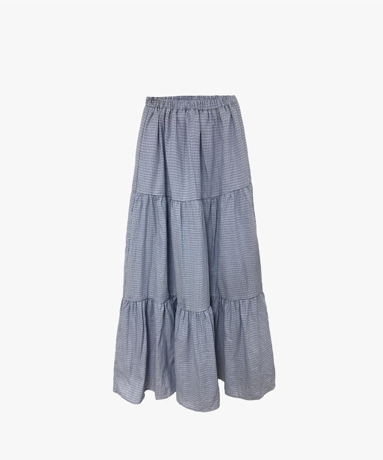 チェックティアードロングスカート