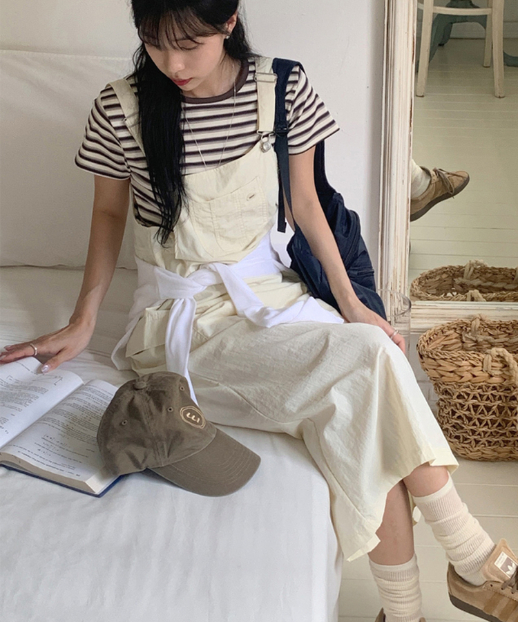 ストライプ半袖Tシャツ IVORY