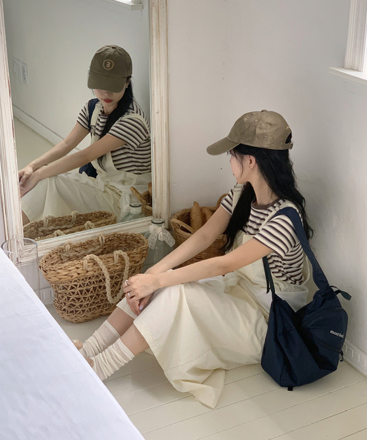 ストライプ半袖Tシャツ IVORY