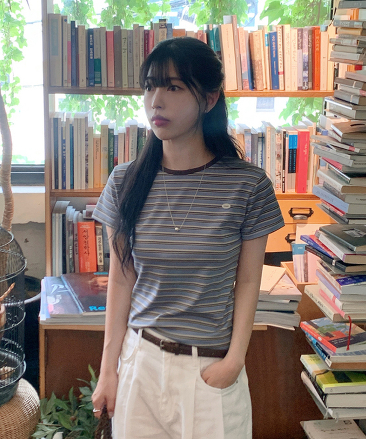 ストライプ半袖Tシャツ SKY BLUE