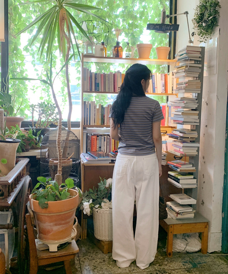 ストライプ半袖Tシャツ SKY BLUE