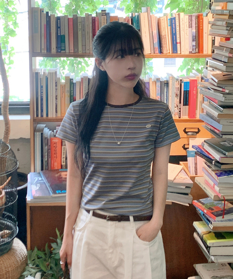 ストライプ半袖Tシャツ SKY BLUE