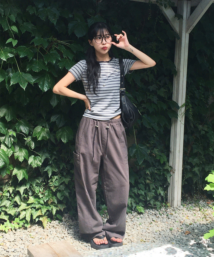 ストライプ半袖Tシャツ MELANGE