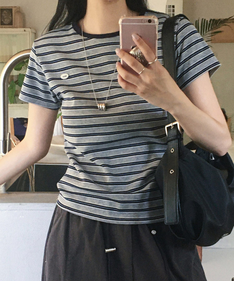 ストライプ半袖Tシャツ MELANGE