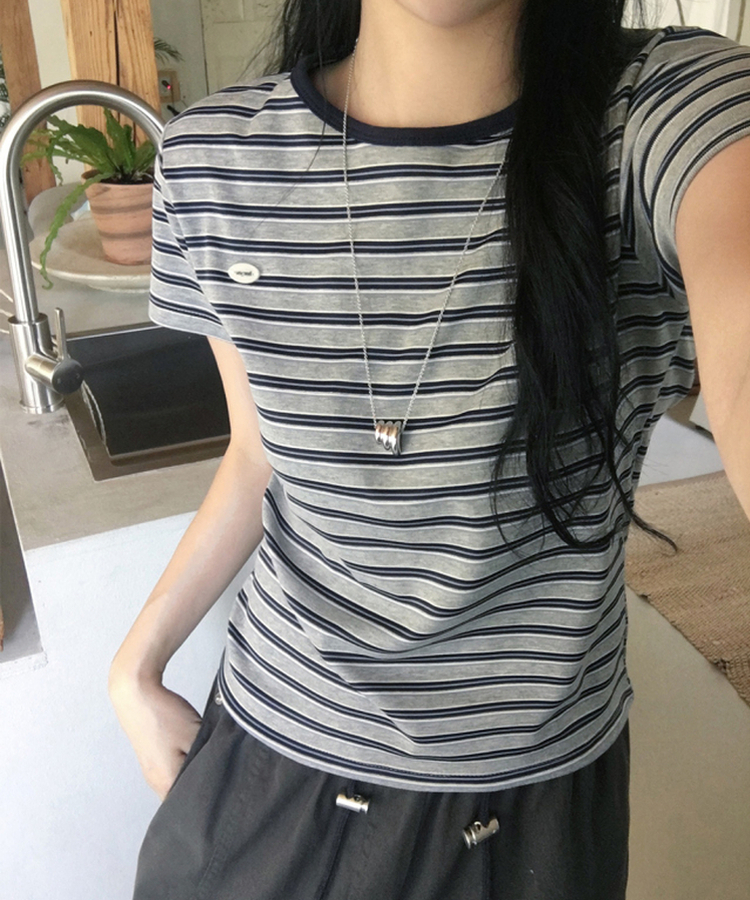 ストライプ半袖Tシャツ MELANGE