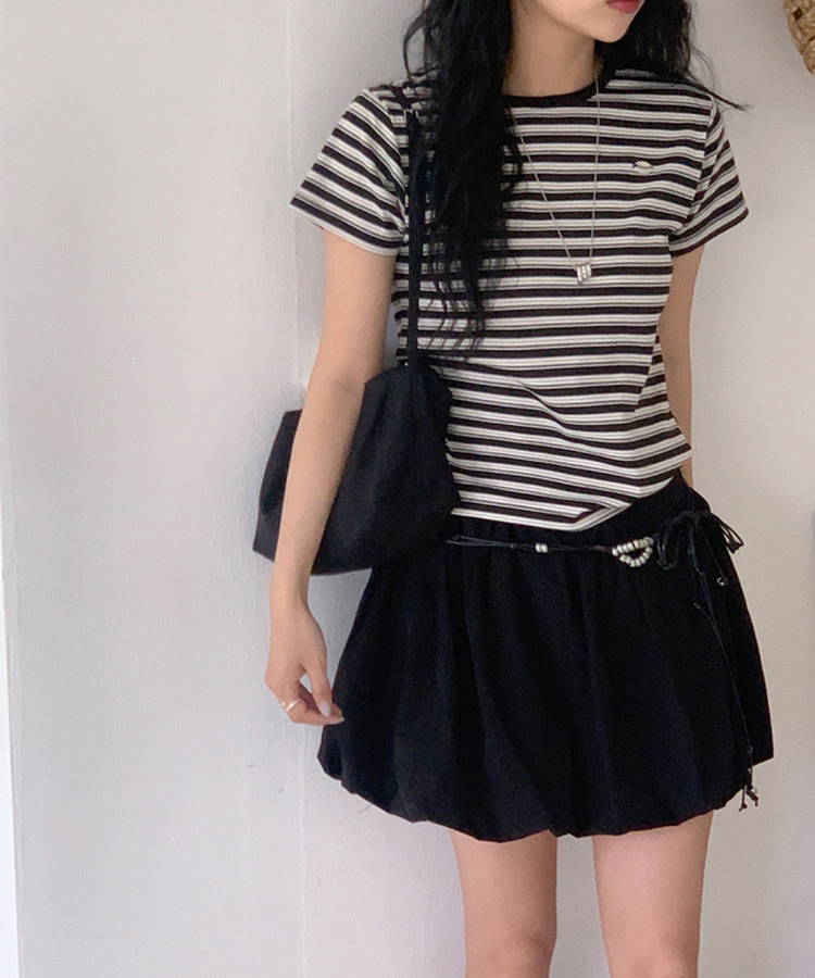 ストライプ半袖Tシャツ BLACK