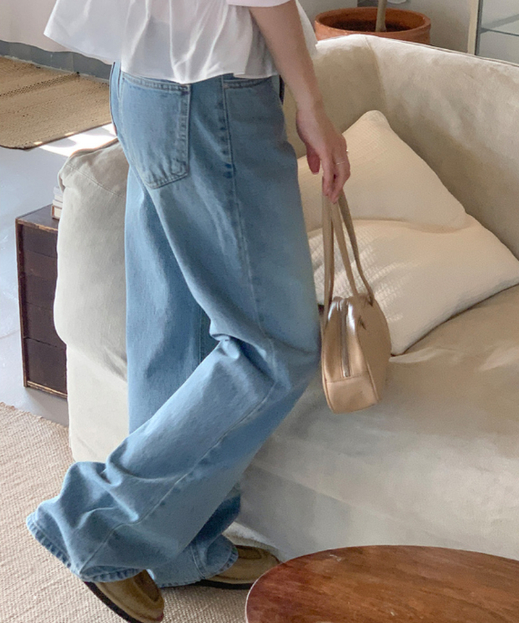 カジュアルセミブーツカットデニムパンツ LIGHT DENIM