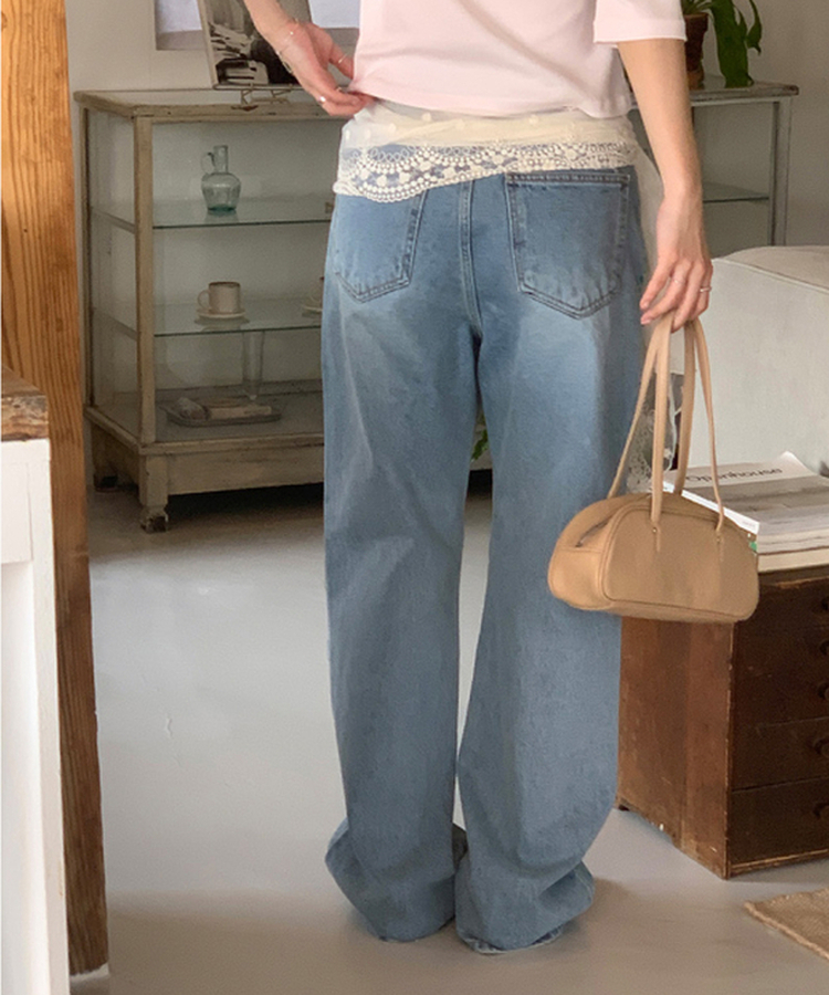 カジュアルセミブーツカットデニムパンツ LIGHT DENIM