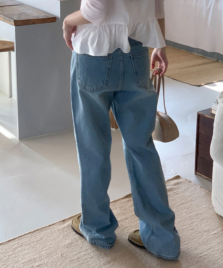 カジュアルセミブーツカットデニムパンツ LIGHT DENIM