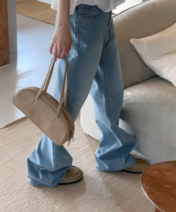 カジュアルセミブーツカットデニムパンツ LIGHT DENIM