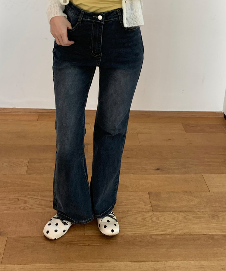 【丈別】ブーツカットデニムパンツ(6color) DEEP BLUE