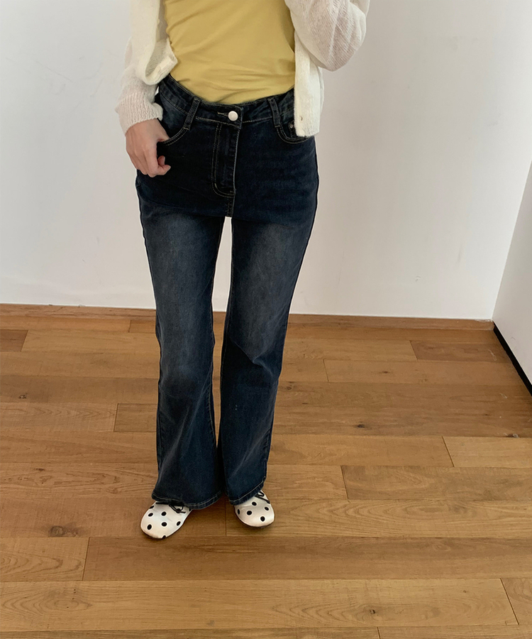 【丈別】ブーツカットデニムパンツ(6color) DEEP BLUE